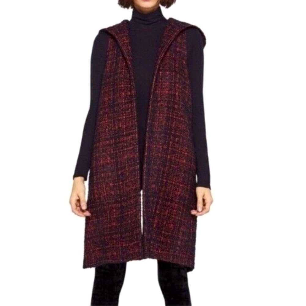 BCBGeneration Split Back Long Red & Black Hoodie … - image 1